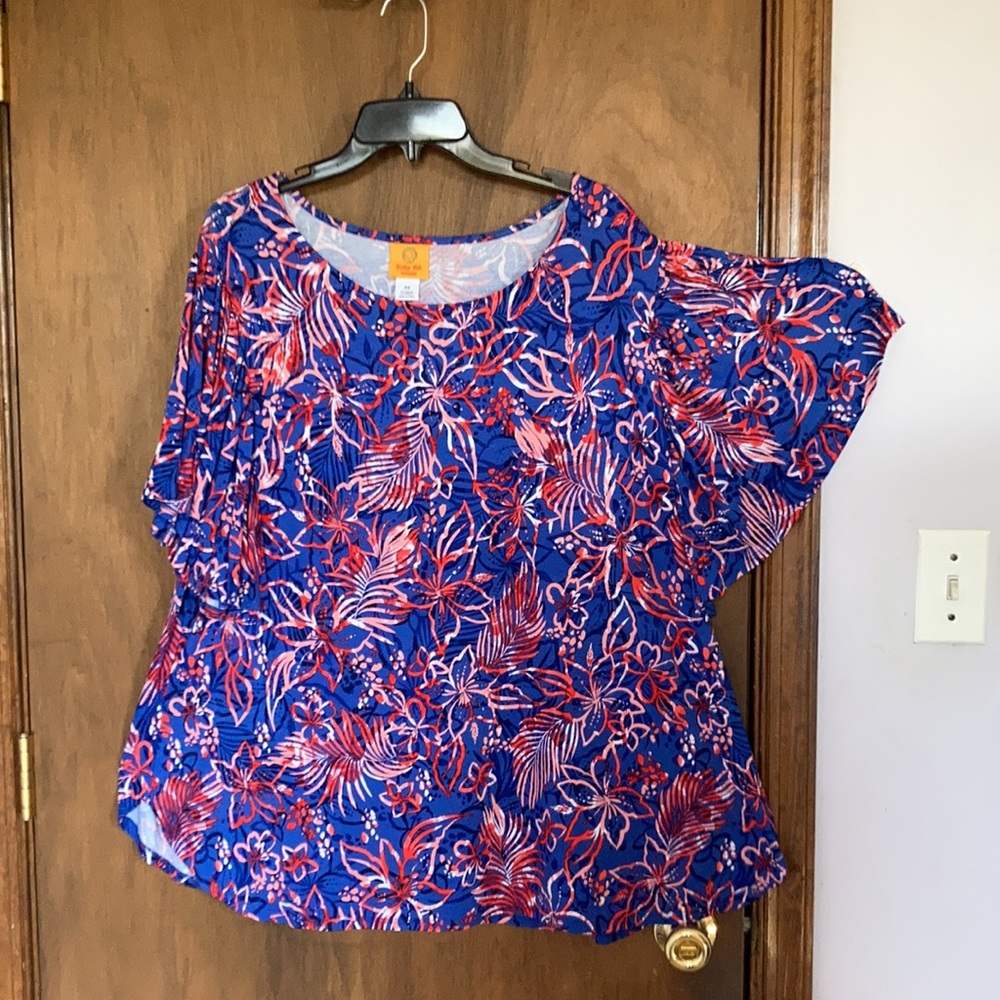 3/$45 Ruby Rd floral print top w stretch pullover shirt casual  boho 1X - Picture 4 of 17
